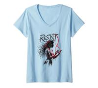 Femme Gen V Resist Silhouette Marie Illustration TV Show T-Shirt avec Col en V