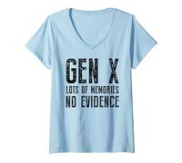 Femme Gen X beaucoup de souvenirs aucune preuve drôle sarcastique T-Shirt avec Col en V