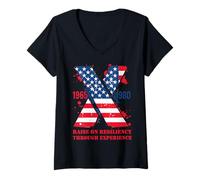 Femme Gen X La génération Feral Augmente la résilience par expérience T-Shirt avec Col en V