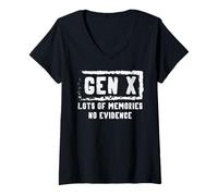 Femme Gen X Lots of Memories No Evidence Funny Saying Hommes Femmes T-Shirt avec Col en V