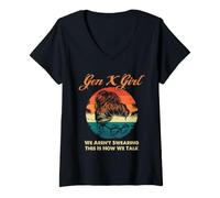 Femme Gen X Messy Bun Girl, Nous ne jurons Pas, C'est comme ça Que Nous parlons T-Shirt avec Col en V