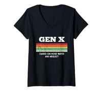 Femme Gen X Retro Nostalgic Women Men T-Shirt avec Col en V