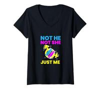 Femme Gender Fluidity Not He Not She Just Me Non-Binary Pride T-Shirt avec Col en V