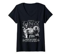 Femme Genesis Live 1975 Auditorium du sanctuaire Los Angeles T-Shirt avec Col en V