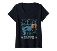 Femme Genesis Live 1975 Auditorium Los Angeles 4 Couleurs T-Shirt avec Col en V