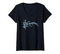 Femme Genesis Wind and Wuthering Arbre à Dos intégral Bleu T-Shirt avec Col en V