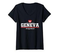 Femme Geneva Switzerland T-Shirt avec Col en V