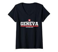 Femme Geneva Switzerland T-Shirt avec Col en V