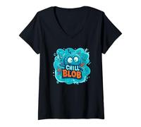 Femme Génial Chill Blob pour Un Look Mignon et drôle T-Shirt avec Col en V