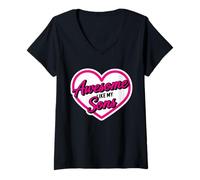 Femme Génial, comme la fête des mères de mon fils, maman, maman, maman, maman, maman drôle T-Shirt avec Col en V