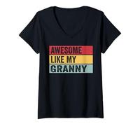 Femme Génial comme ma Grand-mère Funny Vintage Distressed T-Shirt avec Col en V