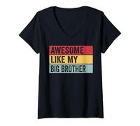 Femme Génial comme Mon Grand frère Funny Vintage Distressed T-Shirt avec Col en V