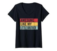 Femme Génial comme Mon Petit frère Funny Vintage Distressed T-Shirt avec Col en V