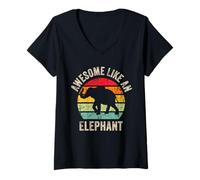 Femme Génial comme Un éléphant, Amateur d'éléphant Amusant pour Les Hommes et T-Shirt avec Col en V
