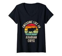 Femme Génial comme Un Oryx Arabe, Amateur d'oryx Arabe drôle T-Shirt avec Col en V