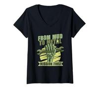 Femme Génie De L'armée from Mud to Metal T-Shirt avec Col en V