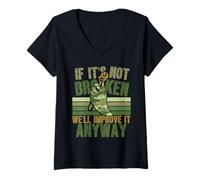 Femme Génie De L'armée If It's Not Broken We'll Improve It T-Shirt avec Col en V