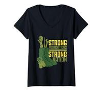 Femme Génie De L'armée Strong Fundation Strong Nation T-Shirt avec Col en V