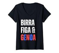 Femme Genoa Birra Figa Divertente Sono Un Uomo Semplice Genova T-Shirt avec Col en V