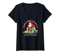 Femme Genoux du Père Noël sur Le Ventre - Jiu Jitsu brésilien Vacances Pression T-Shirt avec Col en V