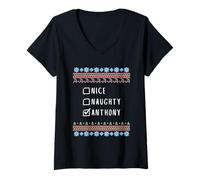 Femme Gentil Coquin Noël Anthony Pull Moche T-Shirt avec Col en V