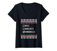 Femme Gentile Coquine Noël Annabelle Pull Moche T-Shirt avec Col en V