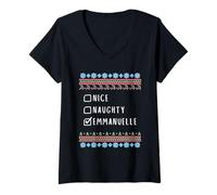 Femme Gentile Coquine Noël Emmanuelle Pull Moche T-Shirt avec Col en V