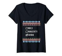 Femme Gentile Coquine Noël Frida Pull Moche T-Shirt avec Col en V