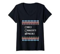 Femme Gentile Coquine Noël Magali Pull Moche T-Shirt avec Col en V