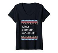 Femme Gentile Coquine Noël Mauricette Pull Moche T-Shirt avec Col en V
