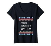 Femme Gentile Coquine Noël Natacha Pull Moche T-Shirt avec Col en V
