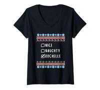 Femme Gentile Coquine Noël Rochelle Pull Moche T-Shirt avec Col en V