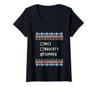 Femme Gentile Coquine Noël Summer Pull Moche T-Shirt avec Col en V