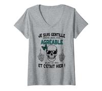 Femme Gentille mais Pas Stupide Cadeau Insolite Humour Femme ado T-Shirt avec Col en V