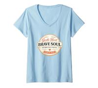 Femme Gentle Heart Brave Psaumes 46 Citations inspirantes des Écritures T-Shirt avec Col en V