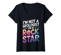 Femme Géologie Je ne suis Pas géologue Je suis Une Rock Star T-Shirt avec Col en V