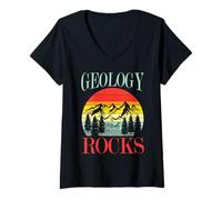Femme Géologie, Roches, Sciences de la Terre, Conception du Coucher de Soleil T-Shirt avec Col en V