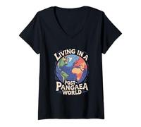 Femme Géologie « Vivre dans Un Monde Post-Pangée » Pangée T-Shirt avec Col en V