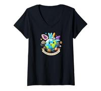 Femme Geology Rocks My World Cute Earth Crystals Science Lover T-Shirt avec Col en V