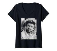 Femme George Michael au Stade de Wembley Live Aid Je suis Ton Homme 1985 T-Shirt avec Col en V