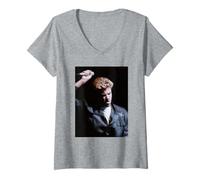 Femme George Michael Faith World Tour Londres One More Try 1988 T-Shirt avec Col en V