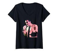 Femme George Michael Live Wembley Couverture pour Couvrir Tour Post Wham! T-Shirt avec Col en V