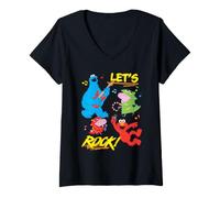 Femme George Pig and Cookie Monster Let's Rock T-Shirt avec Col en V