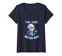 Femme George Washington 4th July Too Cool for British Rule T-Shirt avec Col en V