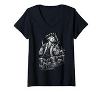 Femme George Washington Tambour T-Shirt avec Col en V