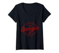 Femme Georgia Peach State Vintage Pride T-Shirt avec Col en V