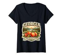 Femme Georgia The Peach State Souvenir Souvenir géorgien T-Shirt avec Col en V