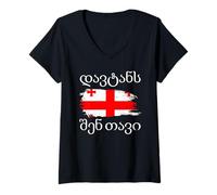 Femme Géorgien T-Shirt avec Col en V
