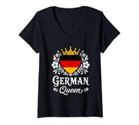 Femme German Queen Germany Flag Proud German Woman T-Shirt avec Col en V