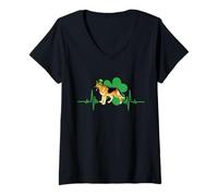 Femme German Shepherd Leprechaun Hat Dog Heartbeat St Patricks Day T-Shirt avec Col en V